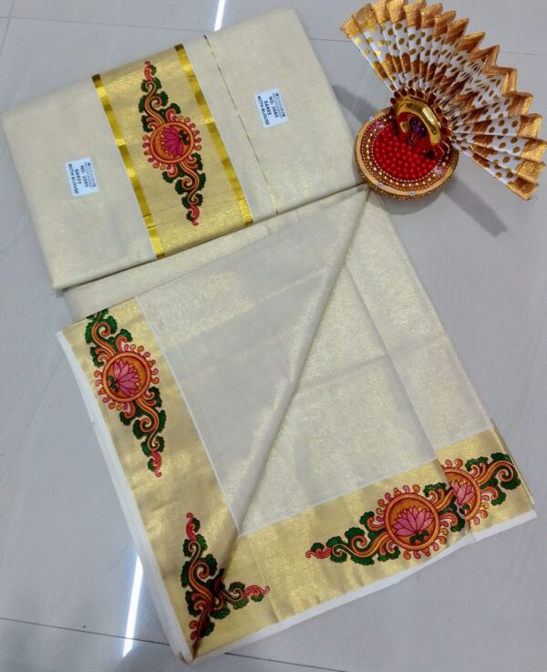 Tissue kasave mural print setsaree